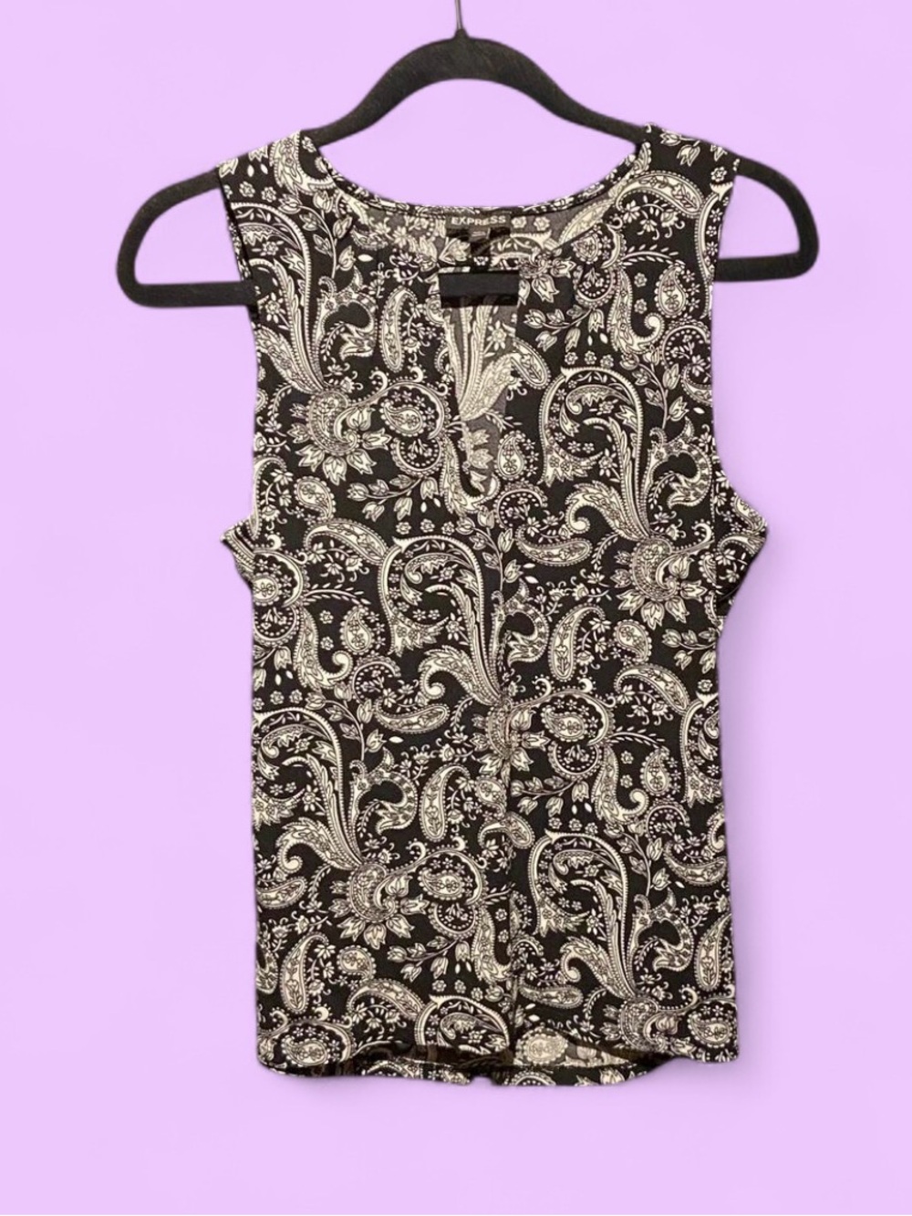 Express Black and White Paisley Tank Top